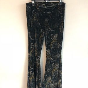 Free People Green Velvet Bellbottom Pants Size M